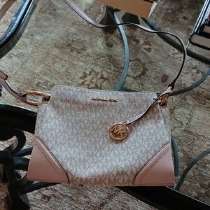 Michael Kors Beige and Pink Crossbody Bag